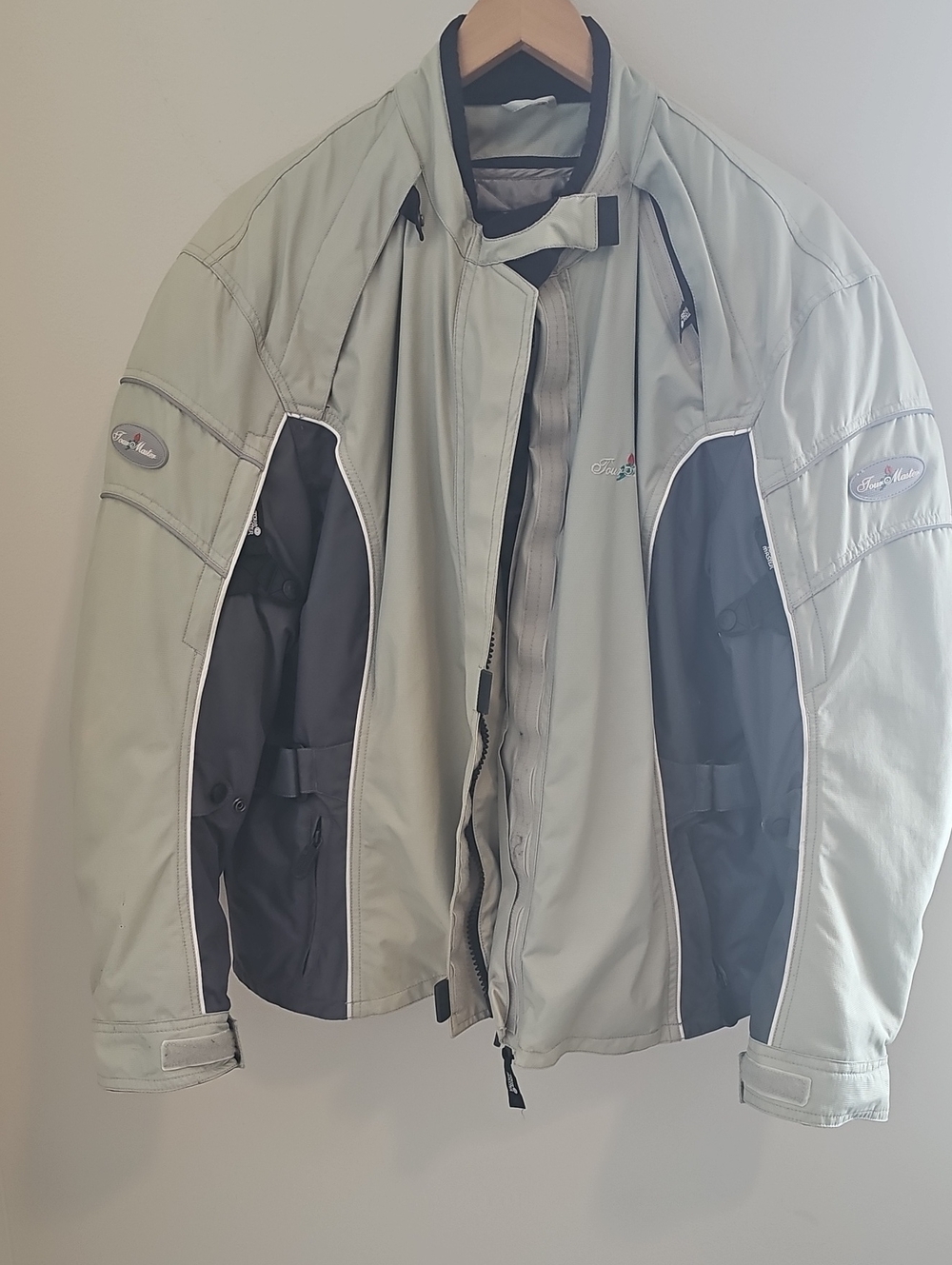 Womens Tour Master Trinity‎ Moto Jacket Light Gray Performance Sz Lg